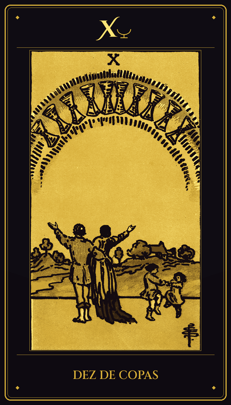 Carta 10 de Copas do baralho Rider-Waite-Smith