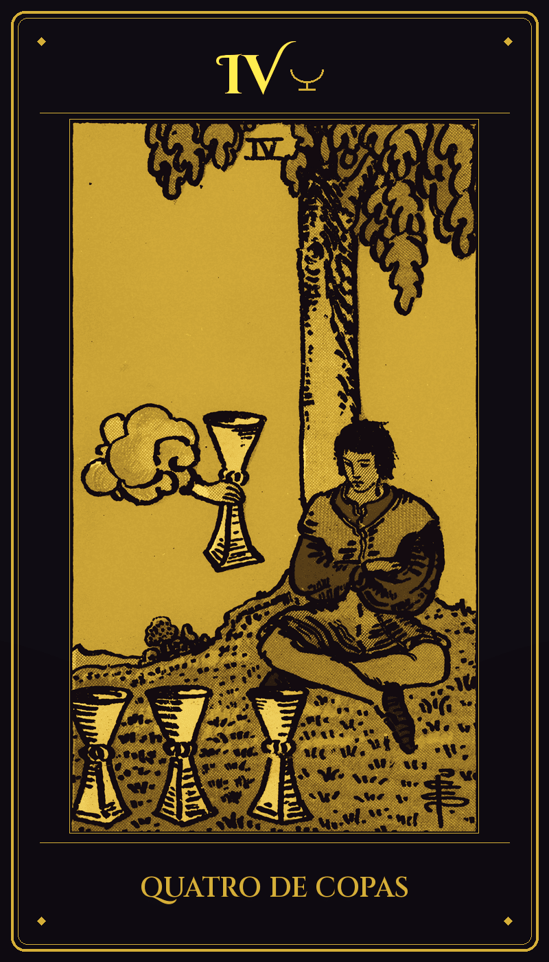 Carta 4 de Copas do baralho Rider-Waite-Smith