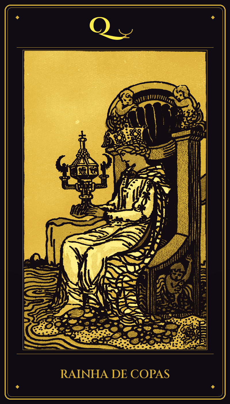 Carta Rainha de Copas do baralho Rider-Waite-Smith