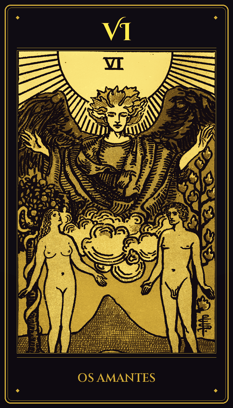 Carta Os Amantes do baralho Rider-Waite-Smith