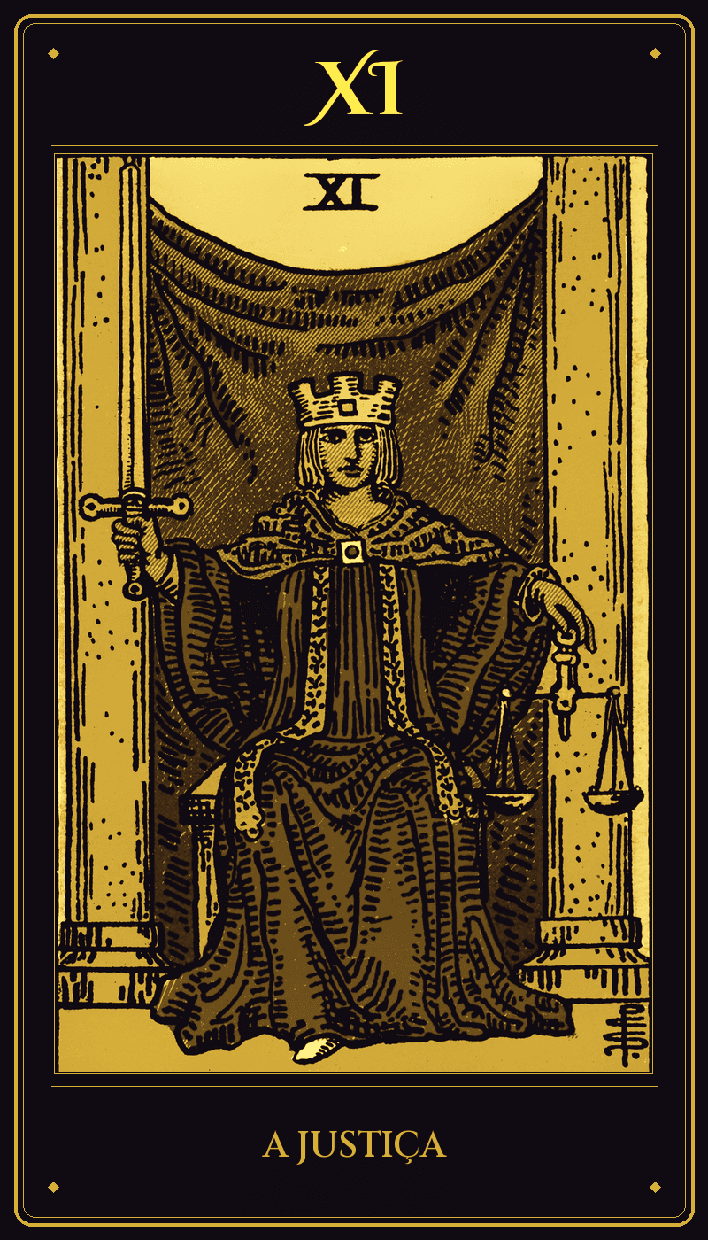 Carta A Justiça do baralho Rider-Waite-Smith