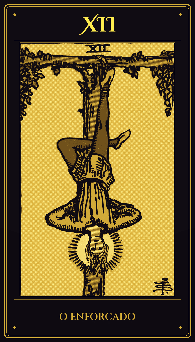 Carta O Enforcado do baralho Rider-Waite-Smith