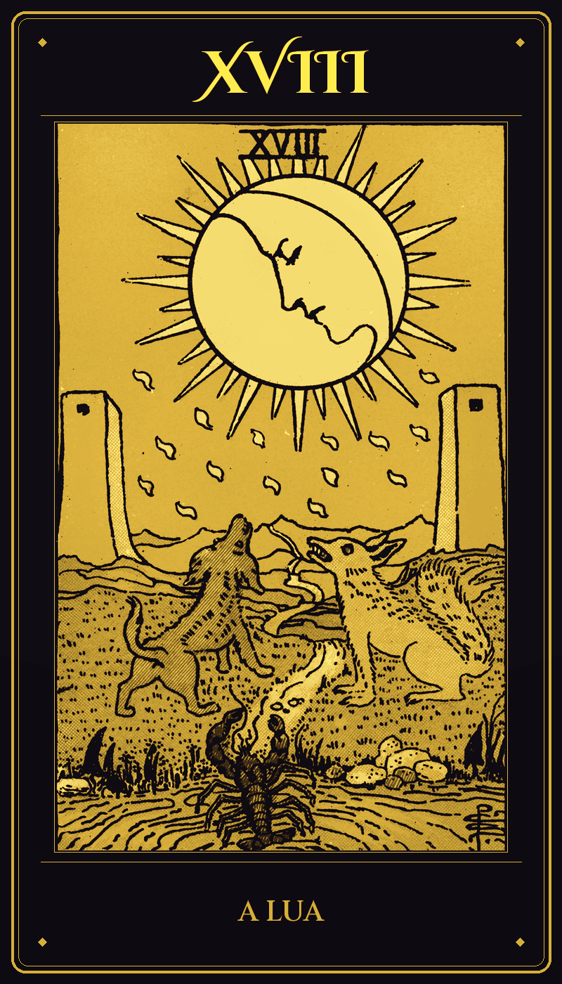 Carta A Lua do baralho Rider-Waite-Smith