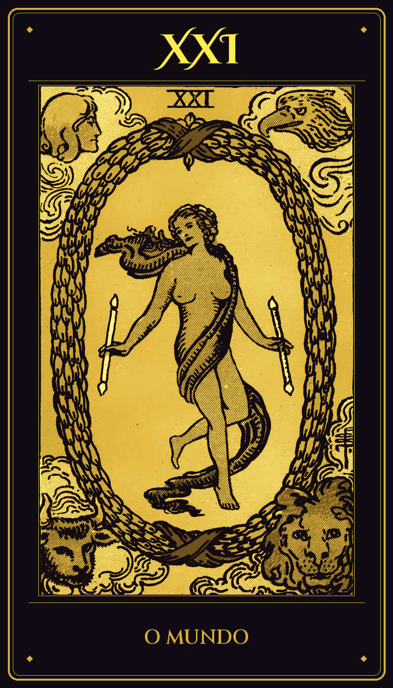 Carta O Mundo do baralho Rider-Waite-Smith