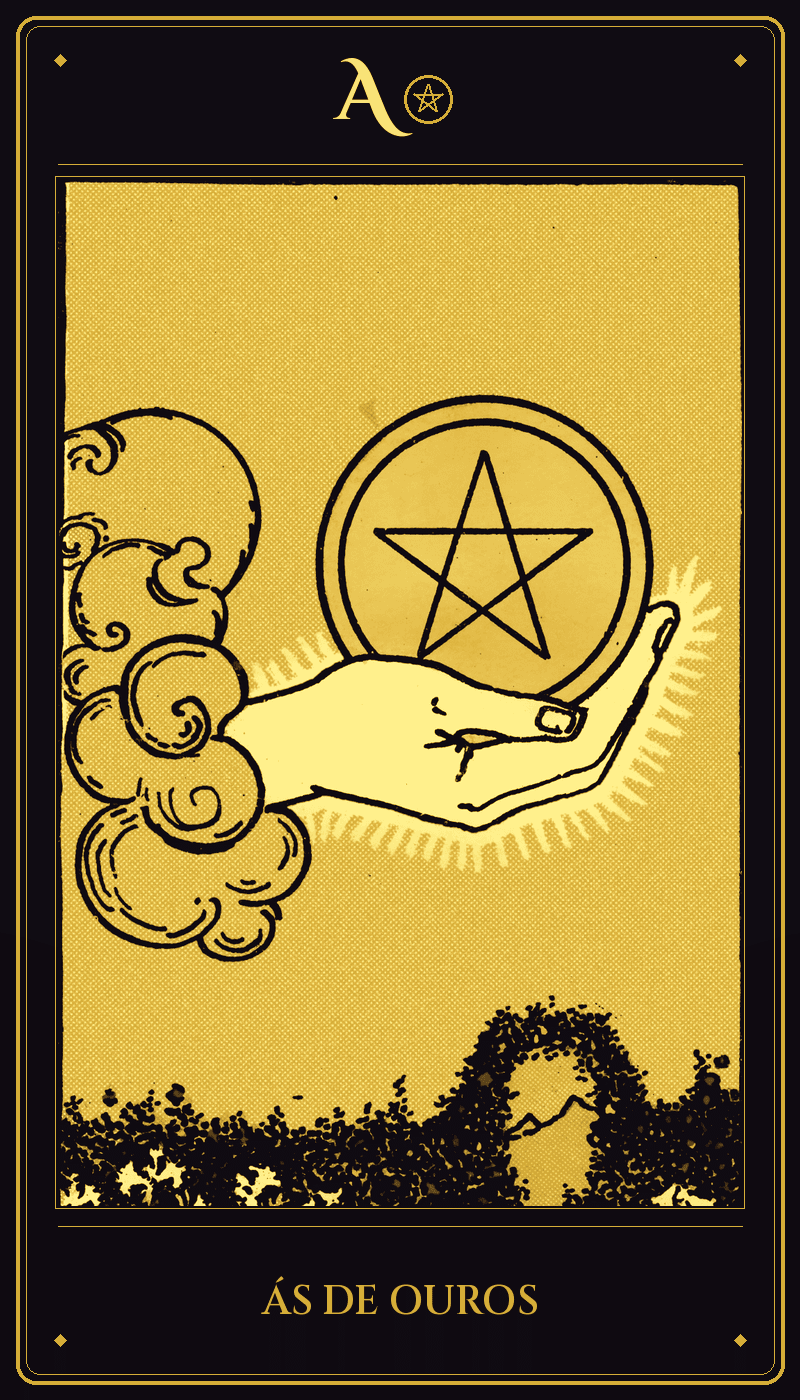 Carta Ás de Ouros do baralho Rider-Waite-Smith