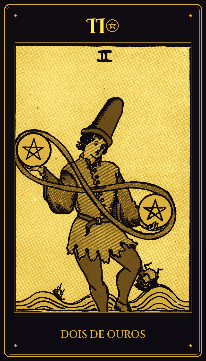 Carta 2 de Ouros do baralho Rider-Waite-Smith