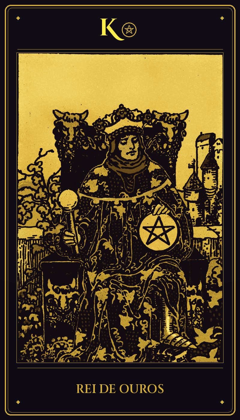 Carta Rei de Ouros do baralho Rider-Waite-Smith