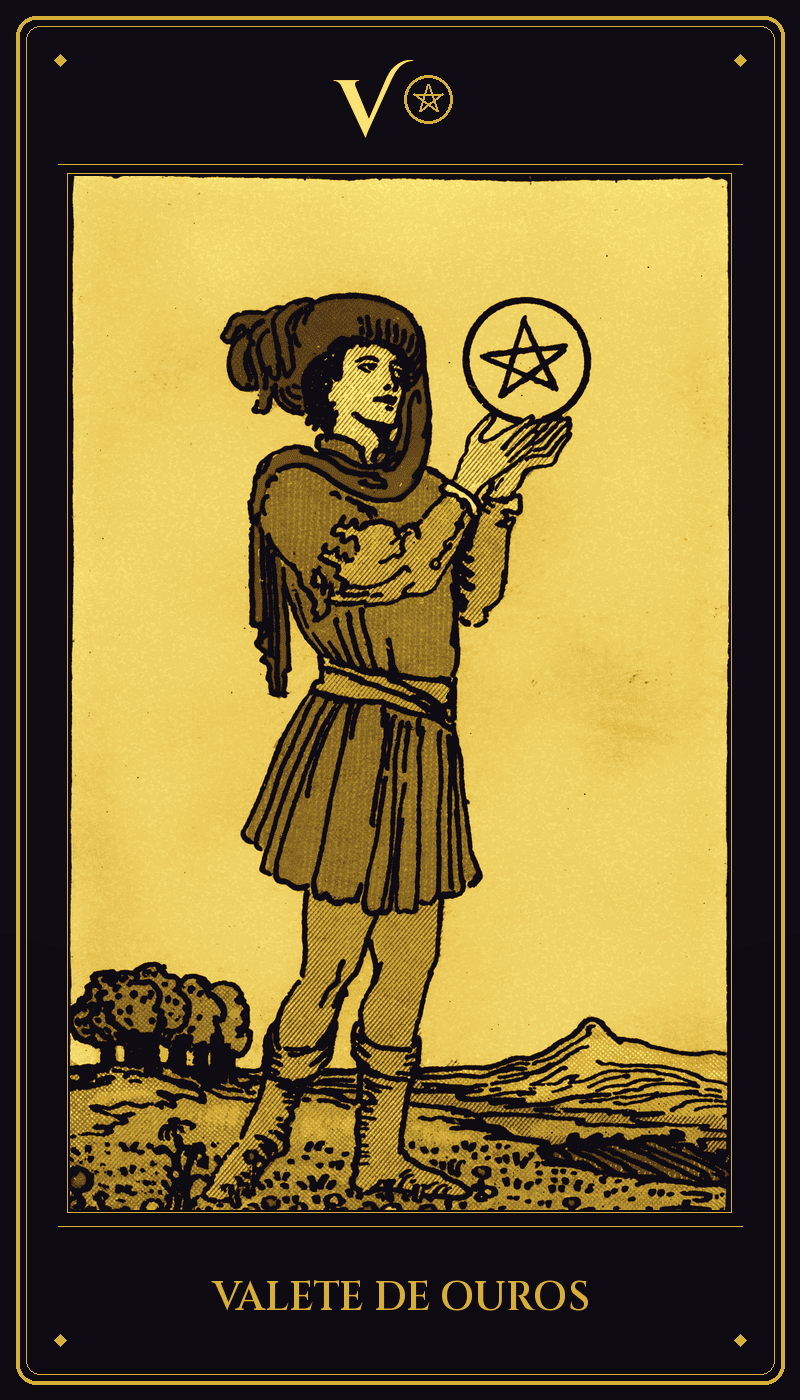 Carta Valete de Ouros do baralho Rider-Waite-Smith
