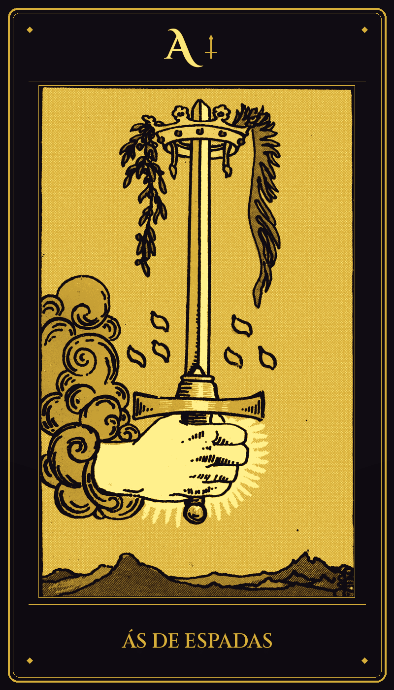 Carta Ás de Espadas do baralho Rider-Waite-Smith
