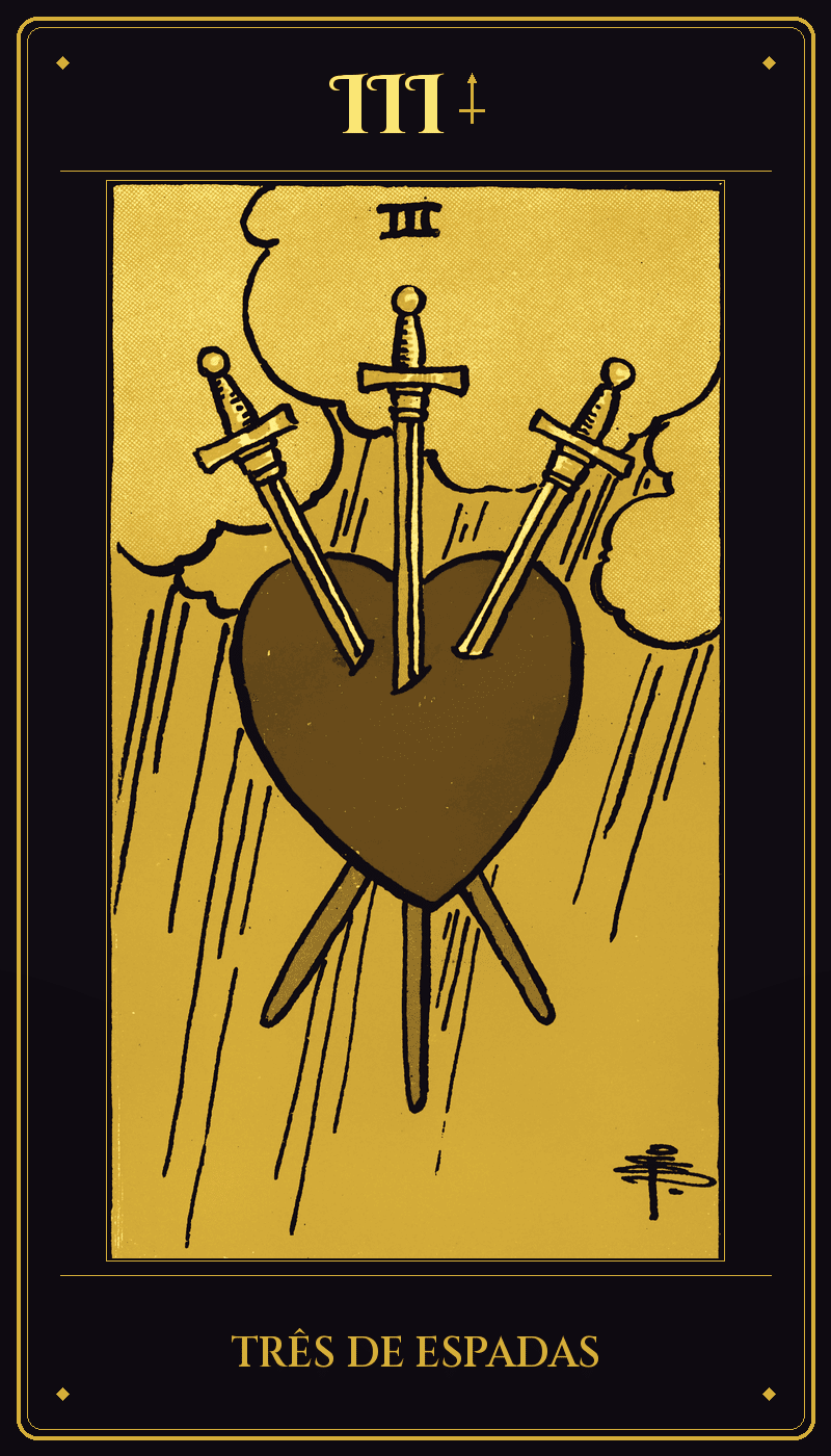 Carta 3 de Espadas do baralho Rider-Waite-Smith