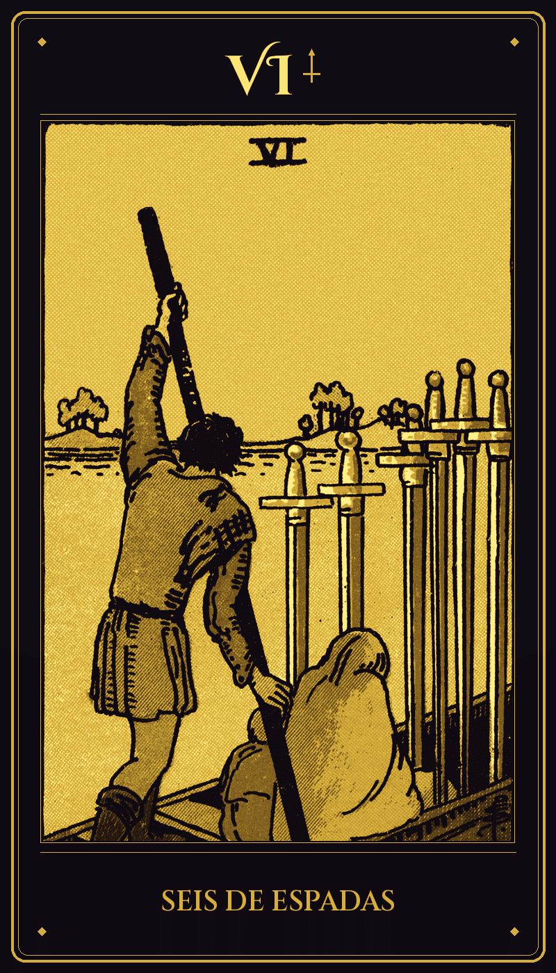 Carta 6 de Espadas do baralho Rider-Waite-Smith