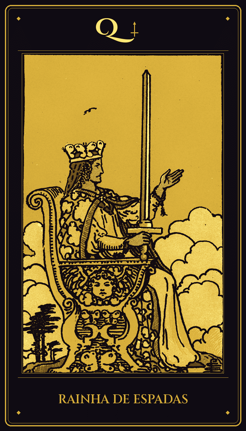 Carta Rainha de Espadas do baralho Rider-Waite-Smith