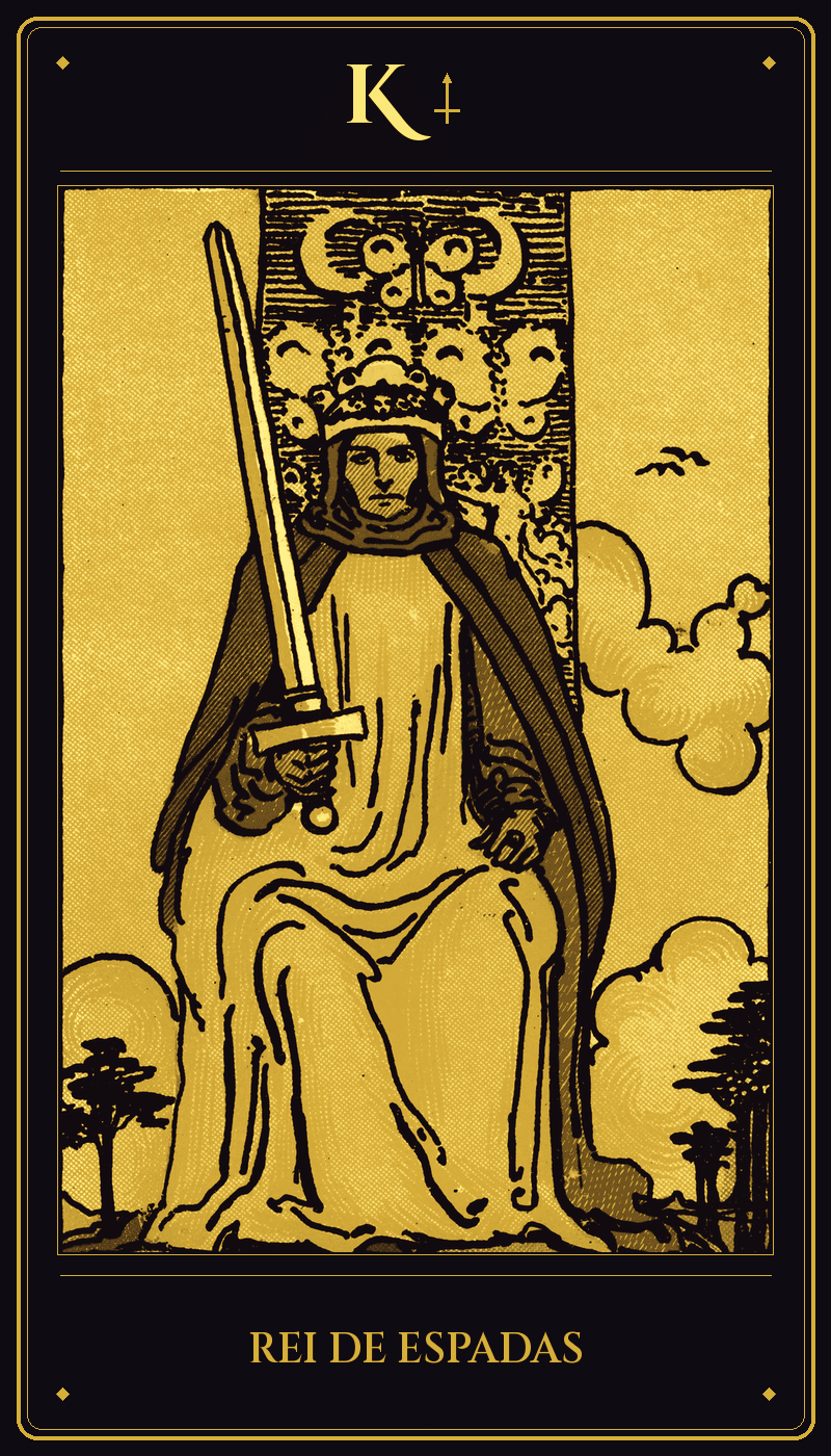 Carta Rei de Espadas do baralho Rider-Waite-Smith
