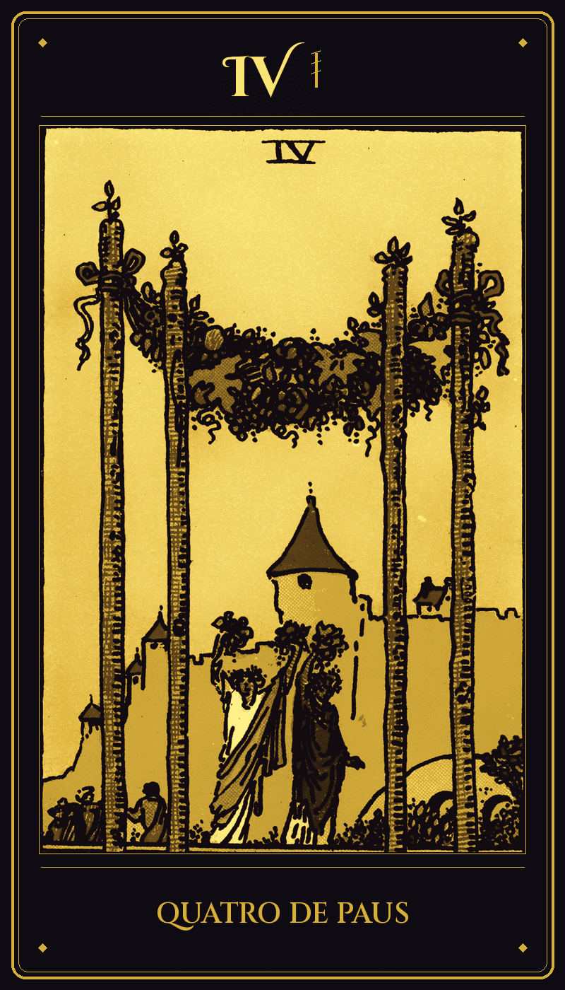 Carta 4 de Paus do baralho Rider-Waite-Smith