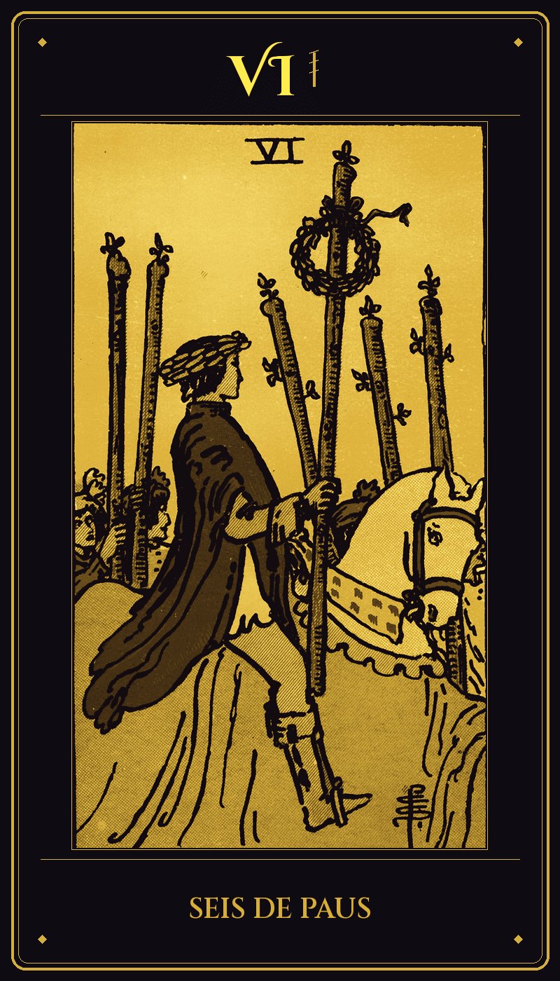 Carta 6 de Paus do baralho Rider-Waite-Smith