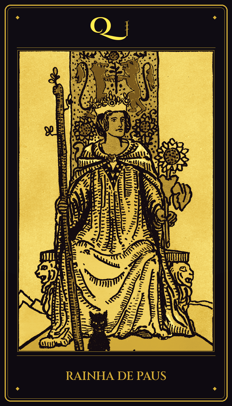 Carta Rainha de Paus do baralho Rider-Waite-Smith