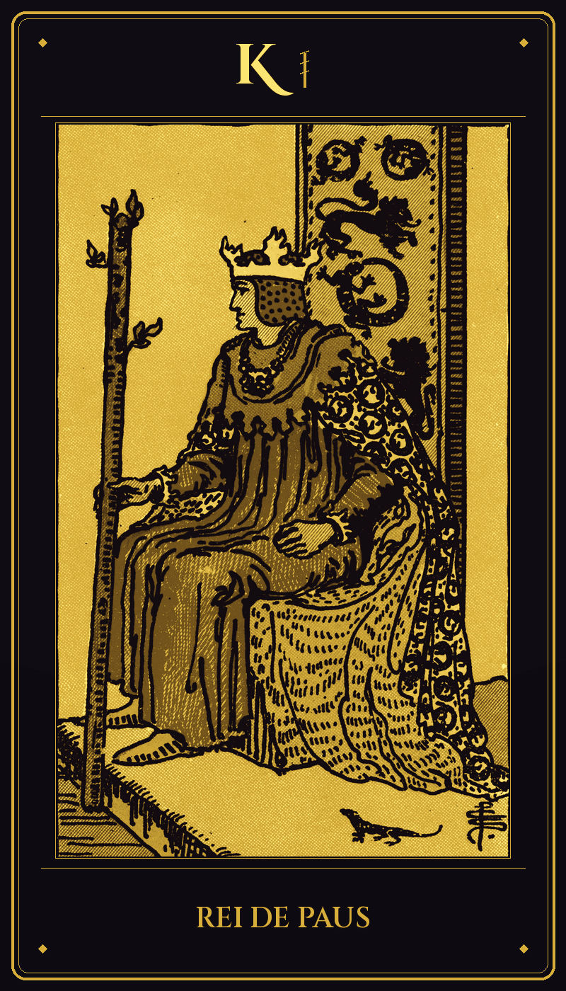 Carta Rei de Paus do baralho Rider-Waite-Smith
